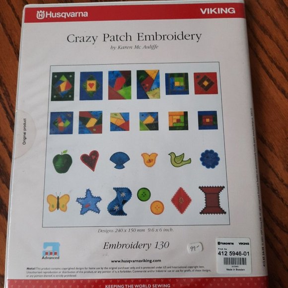 Husqvarna Viking Embroidery Crazy Patch Book And Disk For Designer 1 And PC #130 - Picture 2 of 5